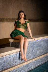 Emerald Dragon Micro Mini Skirt Set