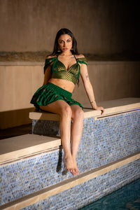 Emerald Dragon Micro Mini Skirt Set