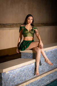 Emerald Dragon Micro Mini Skirt Set