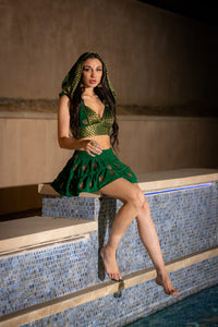 Emerald Dragon Micro Mini Skirt Set