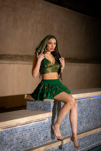 Emerald Dragon Micro Mini Skirt Set