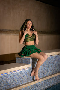 Emerald Dragon Micro Mini Skirt Set