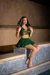 Emerald Dragon Micro Mini Skirt Set