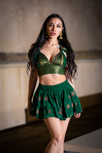 Emerald Dragon Micro Mini Skirt Set