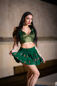 Emerald Dragon Micro Mini Skirt Set