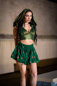 Emerald Dragon Micro Mini Skirt Set