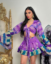 Load image into Gallery viewer, Purple Lotus mini skirt set
